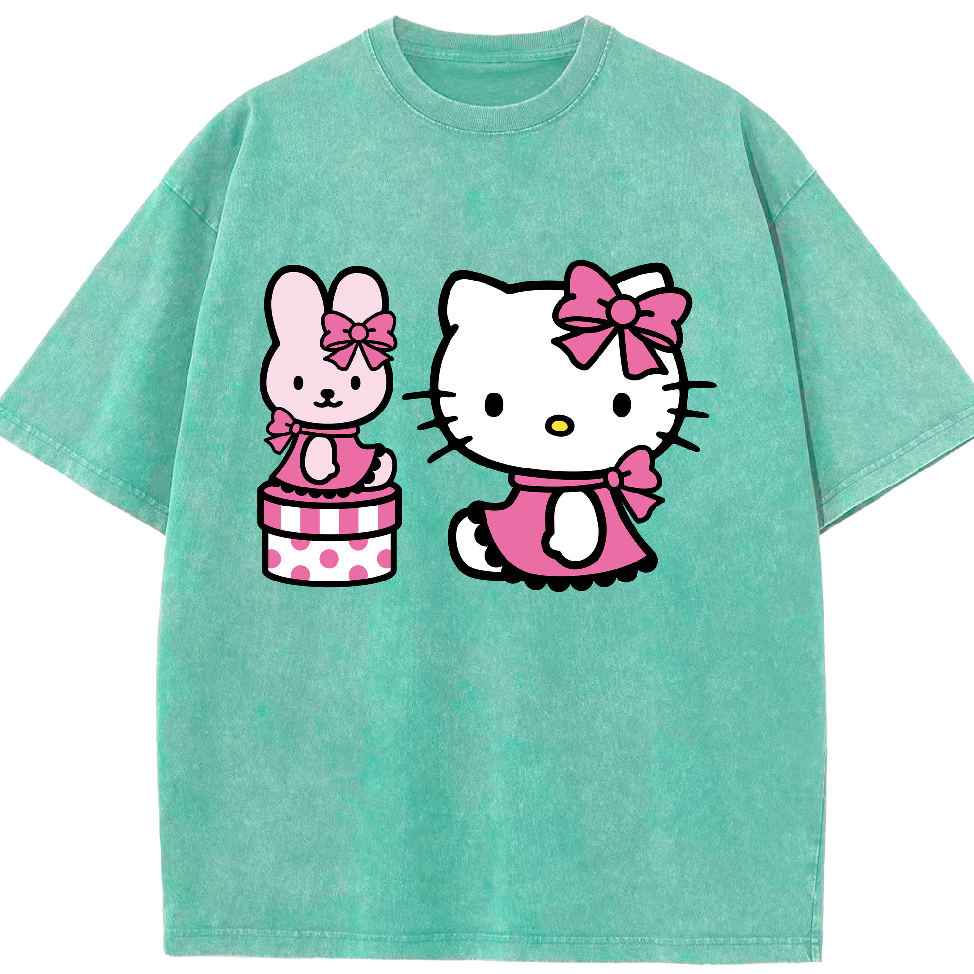 （画像用） Hello Kitty ハローキティ 綿100% ヴィンテージ風 半袖Tシャツ（フロントプリント）